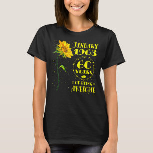 T-shirt 60e anniversaire 60 ans tournesol né janvier