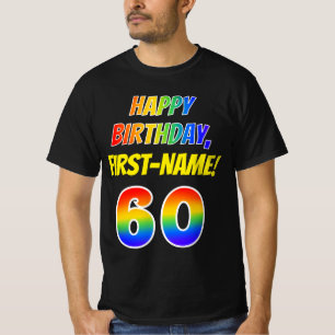 T-shirt 60e anniversaire — Bold, Fun, Rainbow 60, Nom pe
