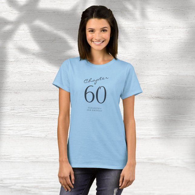 T-shirt 60e anniversaire fête Gris Script bleu (Créateur téléchargé)