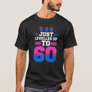 T-shirt 60E Anniversaire Leveled Up Jeux Vidéo Tourne Six