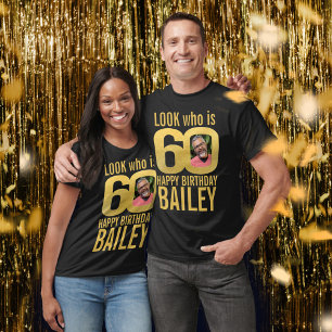 T-shirt 60e anniversaire look 60 personnalisation or photo