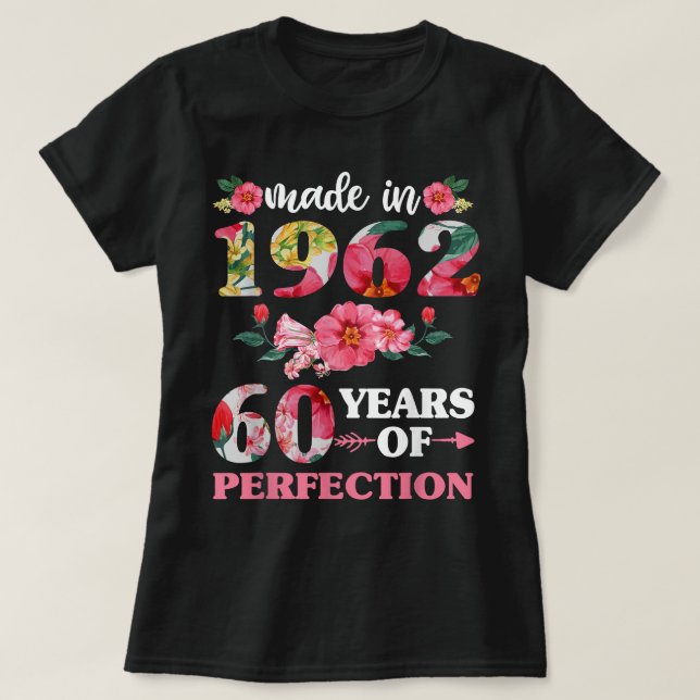 T-shirt 60e anniversaire pour les femmes fait en 1962 60 d (Design devant)