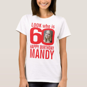 T-shirt 60e anniversaire rouge look 60 photo personnalisée