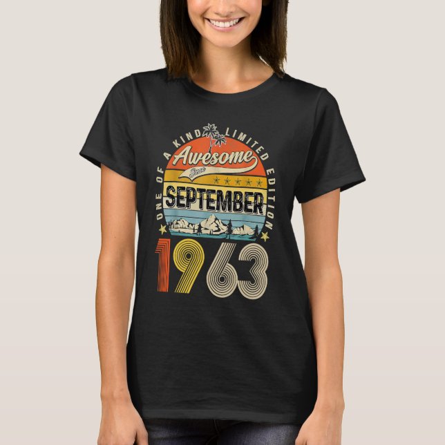 T-shirt 60th Birthday Awesome Since September 1963 (Devant)