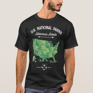 T-shirt 62 National Parks Map Toxits US Park Vintage Campi