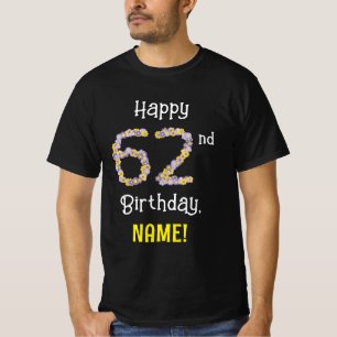 T-shirt 62e anniversaire : Fleurs florales Numéro "62" + N