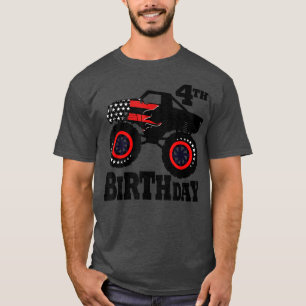 T-shirt 631J American Flag Monster Truck 4th Birthday 2018