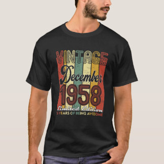 T-shirt 63 Ans Retro Décembre 1958 63E Anniversaire Décemb