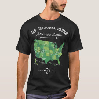 T-shirt 63 Carte des parcs nationaux US Park Retro Camping