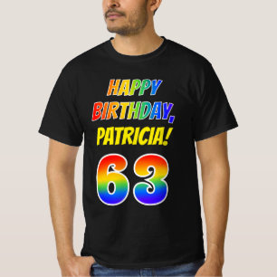 T-shirt 63e anniversaire — Bold, Fun, Rainbow 63, Nom pers
