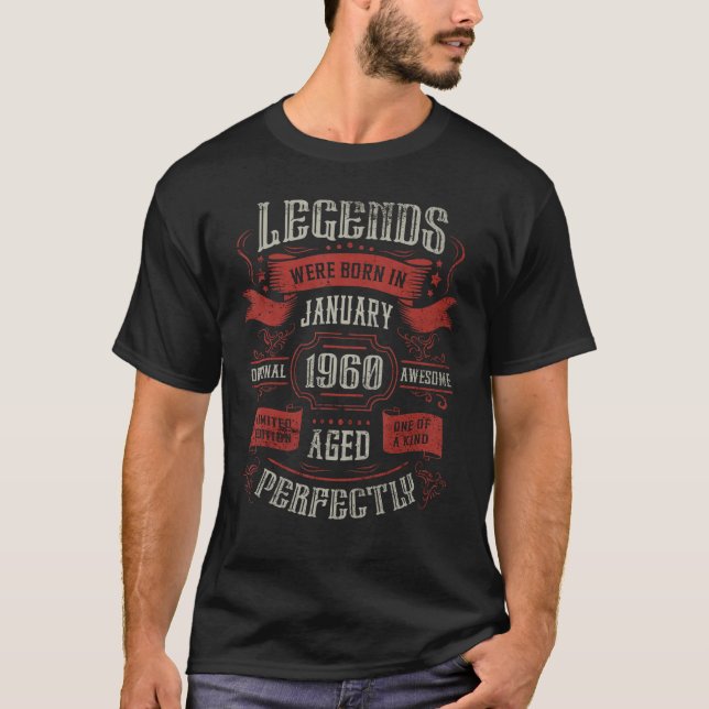 T-shirt 63e anniversaire Légendes sont nées en Janvier 196 (Devant)