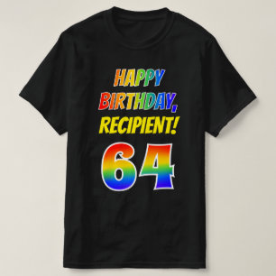 T-shirt 64e anniversaire — Bold, Fun, Rainbow 64, Nom pers