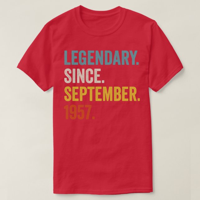 T-shirt 65 Ans Légendaire Depuis Septembre 1957 65e B (Design devant)