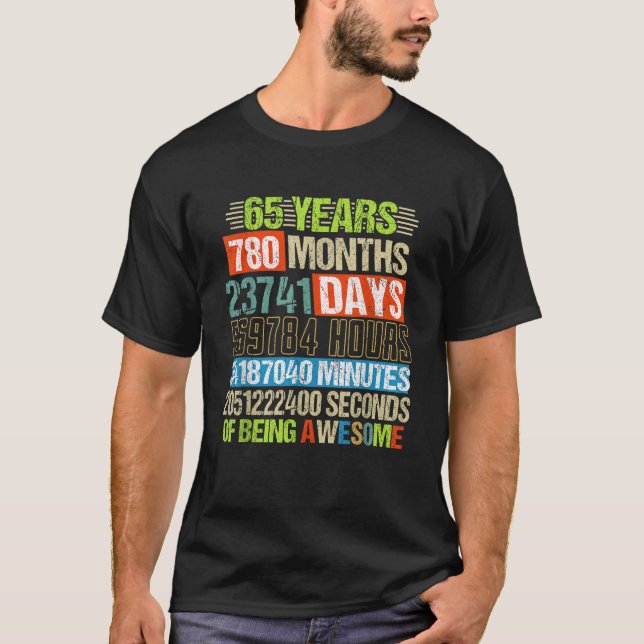T-shirt 65e Anniversaire Cadeaux Drôle Compte à rebours 65 (Devant)