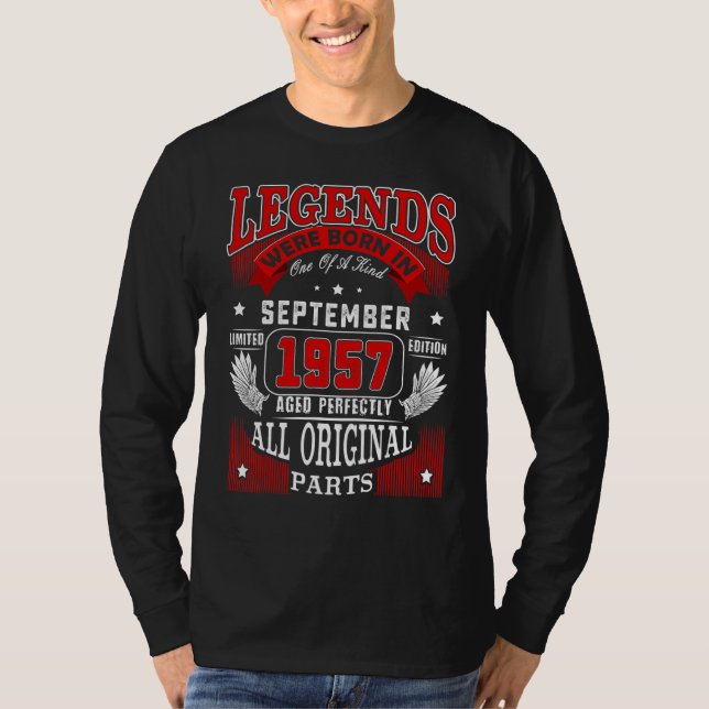 T-shirt 65e Anniversaire Légendes Né En Septembre 1957 65  (Devant)