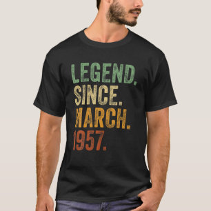 T-shirt 65E Anniversaire Mars Né 65 Ans Légende Depuis 195