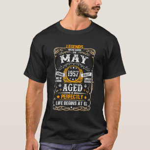 T-shirt 65e Anniversaire Pour Légendes Né Mai 1957 65 Ans