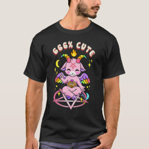 T-shirt 666 Chèvre Satanique mignonne Baphomet Pentagram S