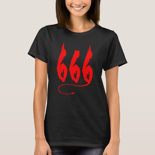 T-shirt 666 Mark Of the Beast Satanism Sinner Devil Horns  (Devant)