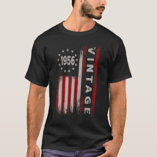 T-shirt 66 ans Vintage 1956 drapeau américain 66e annivers