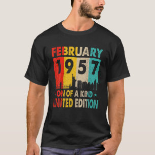 T-shirt 66 Ans Vintage Février 1957 Anniversaire Hommes Wo