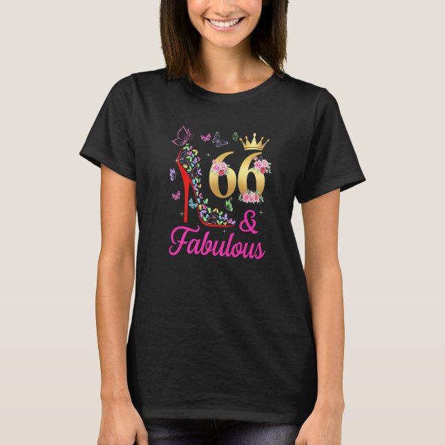 T-shirt 66 & Fabuleux 66 Ans 66ème Anniversaire Papillons  (Devant)