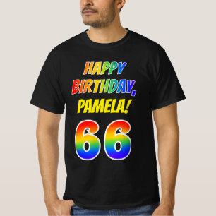 T-shirt 66e anniversaire — Bold, Fun, Rainbow 66, Nom pers
