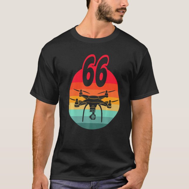 T-shirt 66e Anniversaire I Télécommande Rétro Drones Avec  (Devant)