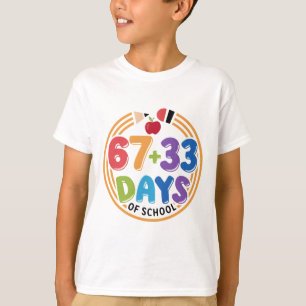 T-shirt 67 + 33 Jours d'École Amusant et Coloré en Classe.