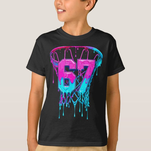 T-shirt 67 Basketball Drip Six Seven Funny  (Devant)