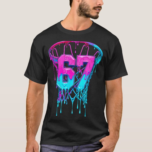T-shirt 67 Basketball Drip Six Seven Funny  (Devant)