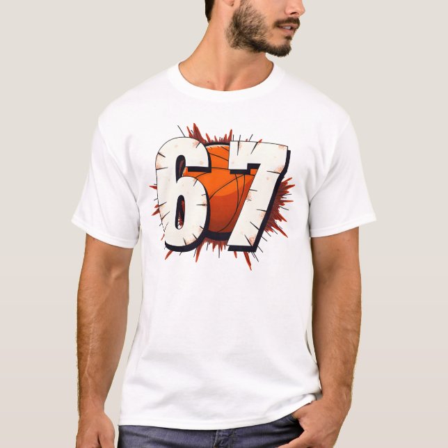 T-shirt 67 Basketball Six Seven Funny Sport Player Meme  (Devant)