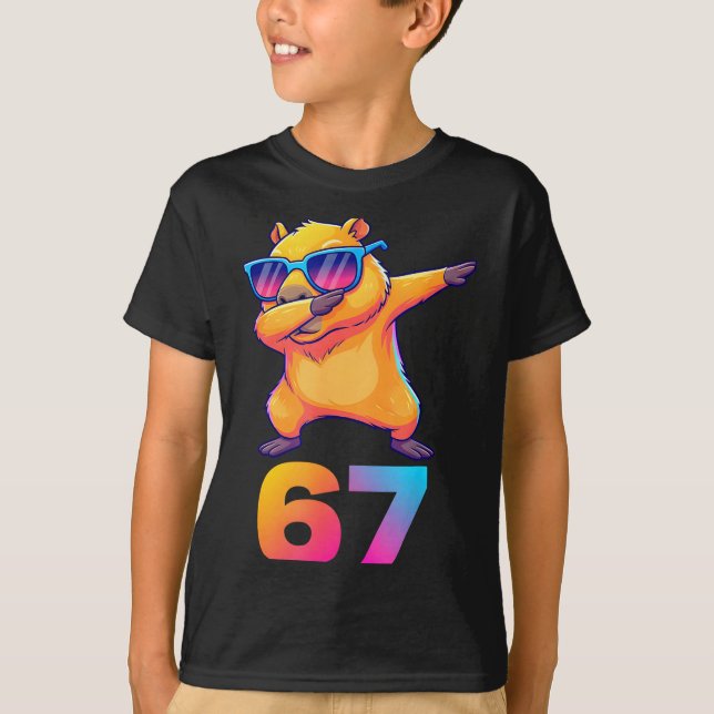 T-shirt 67 Capybara Six Seven Meme Animal Cool Capybara Da (Devant)