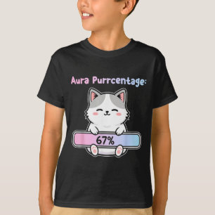 T-shirt 67 Chat Drôle Aura Énergie À Six Sept Mème Gen Z A