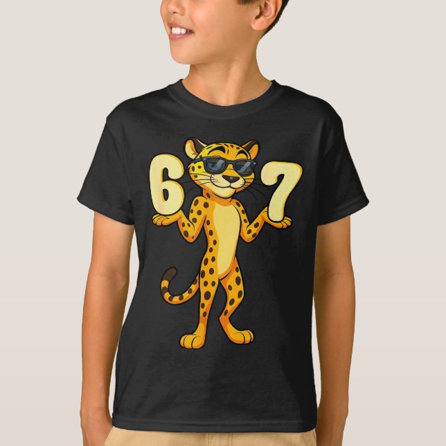 T-shirt 67 Cheetah Meme Six Seven Hands Motion Kids Teens  (Devant)