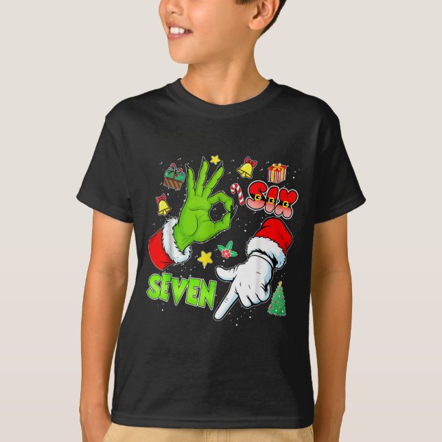 T-shirt 67 Christmas 6 7 Meme Elf Santa Pajamas Gen Alpha  (Devant)