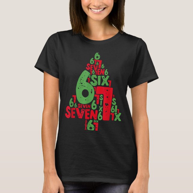 T-shirt 67 Christmas Tree Holiday Six Seven Meme Brainrot  (Devant)