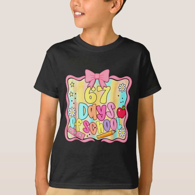 T-shirt 67 Days Of School Preppy 67th Day Of School Teache (Devant)