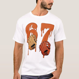 T-shirt 67 Dripping Ice Cream Number Baseball Glove Meme