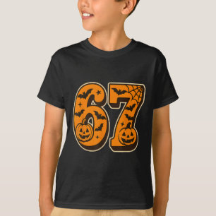 T-shirt 67 Halloween Six Sept Brainrot Mème Garçons Enfant