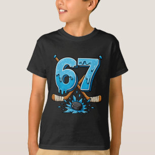T-shirt 67 Hockey Drip Drôle Six Sept Mème de hockey sur g