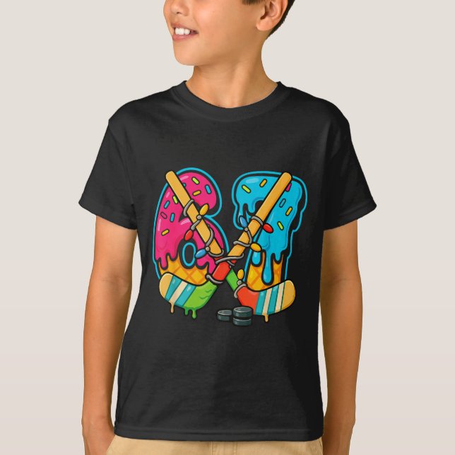 T-shirt 67 Ice Cream Drip Hockey Christmas Light  (Devant)
