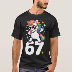 T-shirt 67 Licorne qui fait le dab Six Sept Mème Drôle