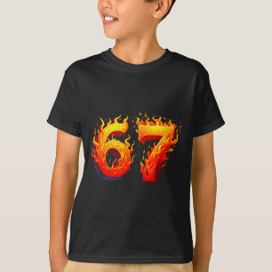 T-shirt 67 Meme Flames Drôle Six Sept Argot Gen Alpha Gra
