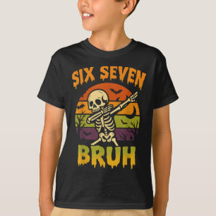 T-shirt 67 Mème Halloween 6 7 Squelette Six Sept Numéros F