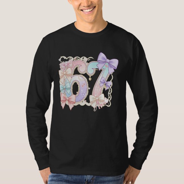 T-shirt 67 Meme Pastel Coquettes Bow Funny Kawaii 6 7 Numb (Devant)