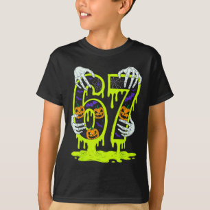 T-shirt 67 Meme Squelette Tendance Halloween Drôle Six Sep