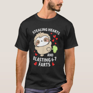 T-shirt 67 Meme vole des coeurs Saint-Valentin paresseux e
