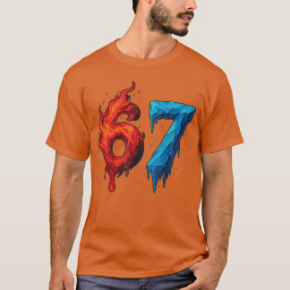 T-shirt 67 Six Seven 67 Glace Flamboyante Drôle Ado Enfant