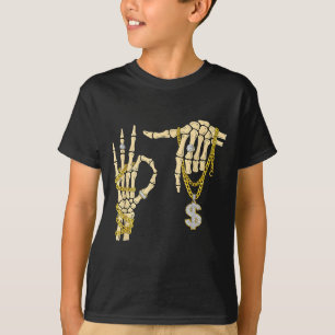 T-shirt 67 Six Seven Mème Nouveauté Squelette Main Bling C